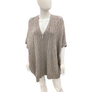 Nanette-Nanette Lepore Cardigan Women’s SZ M Zip Up V-Neck Wool Blend Knit Taupe